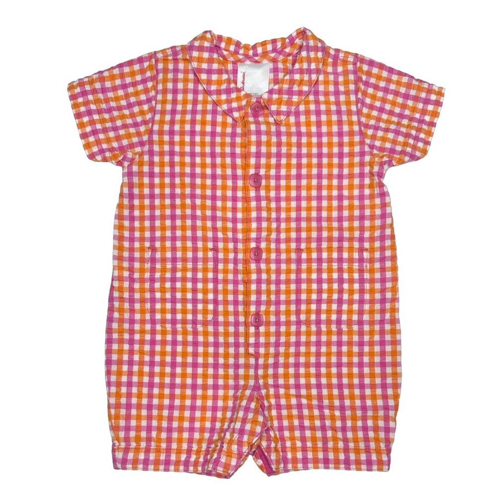 Vintage Hanna Andersson Gingham Seersucker Romper